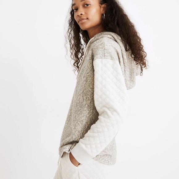 Madewell Quilted-Sleeve Hoodie Sweatshirt - Picture 2 of 6